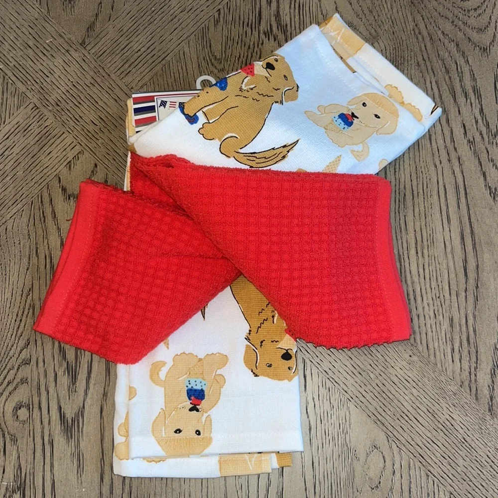 Golden Retriever 4th of July Kitchen Towels 4pk